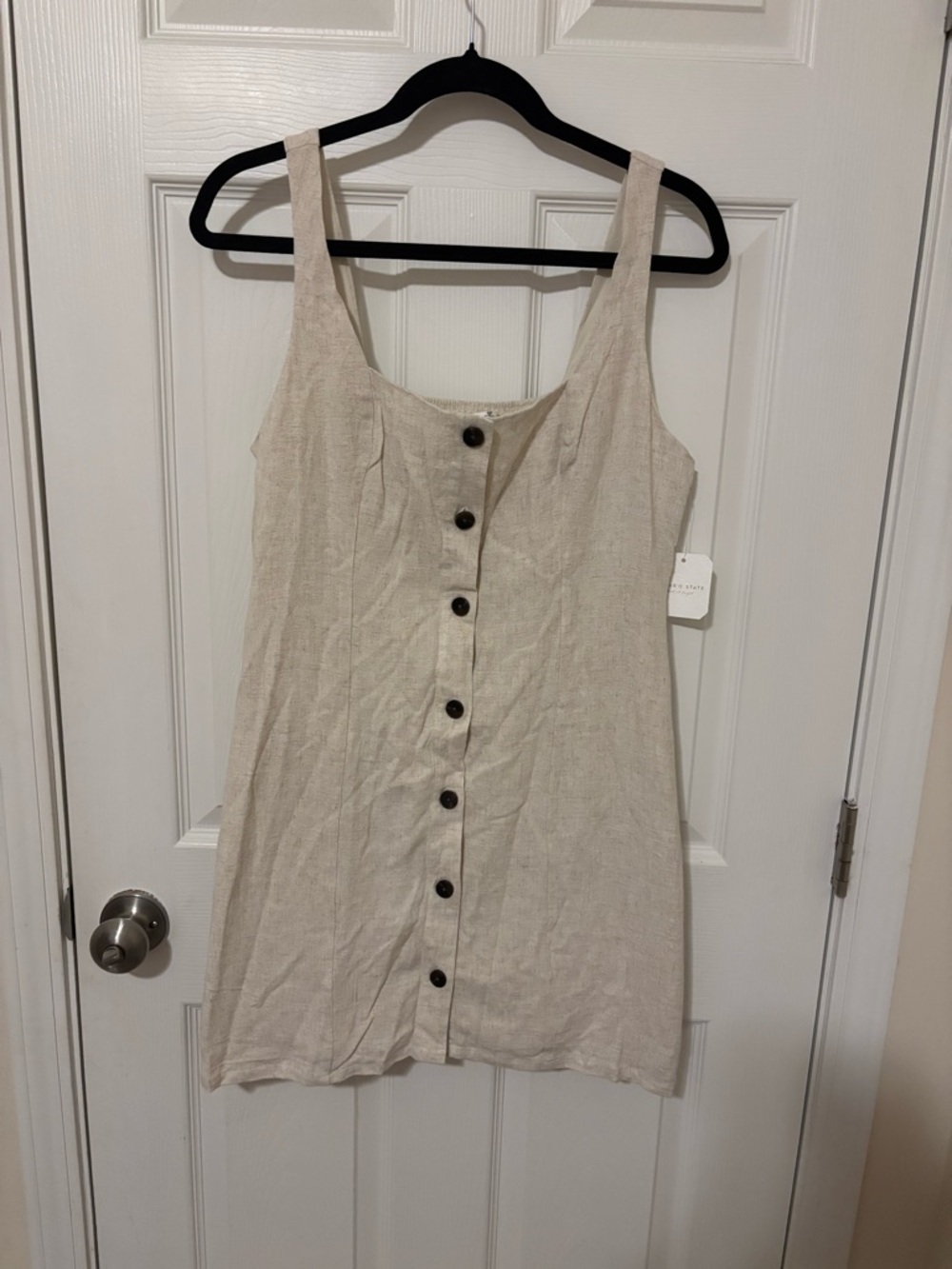 Altar'd State Natural Linen-Blend Button-Front Dress NWT